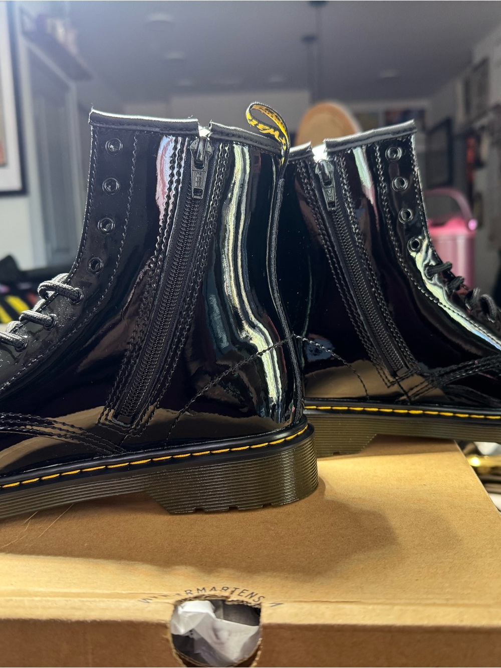 Dr. Martens 1460 Patent Leather Black Zip Combat Boots Women 6 EU 37